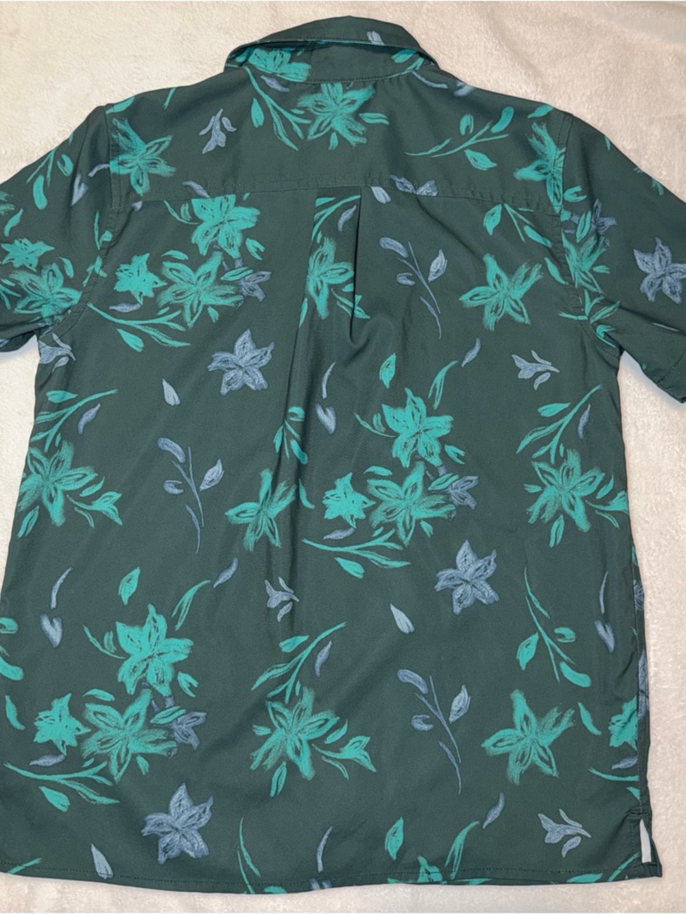 Active Wear All In Motion Button Down Youth L Green Floral - Picture 3 of 3